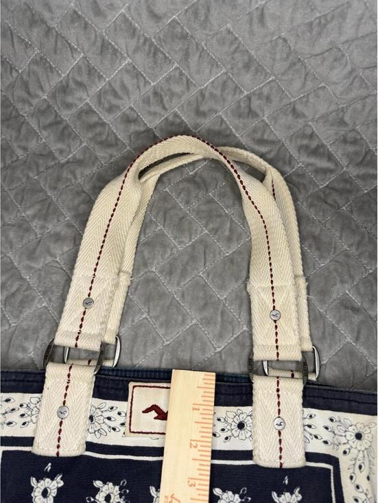 Hollister Wool Deep Blue/Cream, Tote Bag Shoulder Purse Travel Bag Heavy Duty - Picture 3 of 7